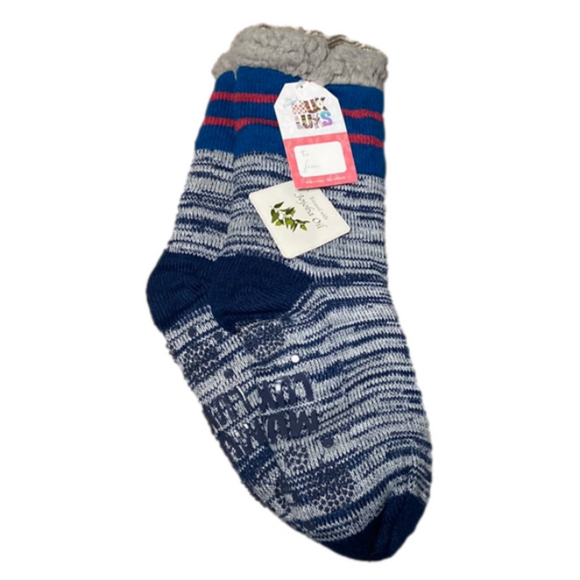 Muk Luks Accessories - NWT Muk Luks Blue Gray Stripes Treated With Jojoba Oil S/M 6-8